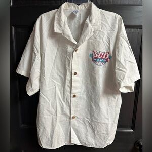 Vintage Official Bud Beach Club Men’s Size Medium White Button Down Shirt